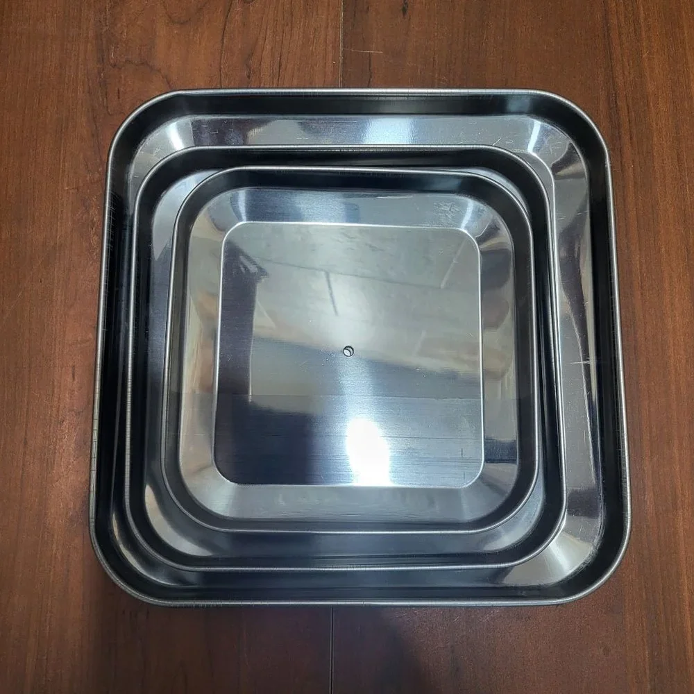 Nesting Square White & Silver Tin Cans Set of 3